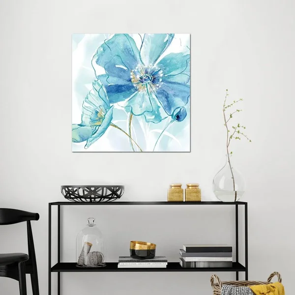 Maria Donovan Canvas Wall Decor Art Prints - Blue Spring Poppy I ( Floral & Botanical > Flowers > Poppies art)