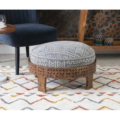 Tigela 24x22 Wide Round Geometric Standard Ottoman Bungalow Rose