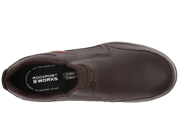 Rockport Works RK6675 Kingstin Work Slip on Oxford, Steel Toe, Men's Sz 7 W Wide, Dark Brown