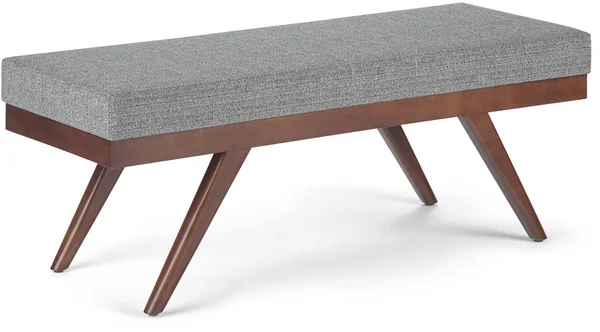 Simpli Home Chanelle Mid Century Ottoman Bench - Pebble Grey