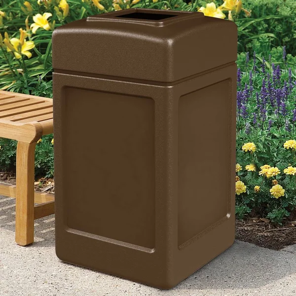 Commercial Zone 732137 PolyTec 42 Gallon Square Brown Waste Container