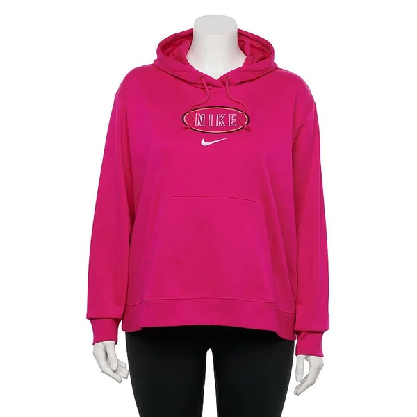 Nike Women's Sportswear Varsity French Terry Plus Size Hoodie Pink Dark - 1x - Women's Athletic Performance Tops at Academy Sport