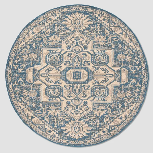 Safavieh Beach House Thea Indoor/ Outdoor Rug - 6&7x22 x 6&7x22 Round - Cream/Blue