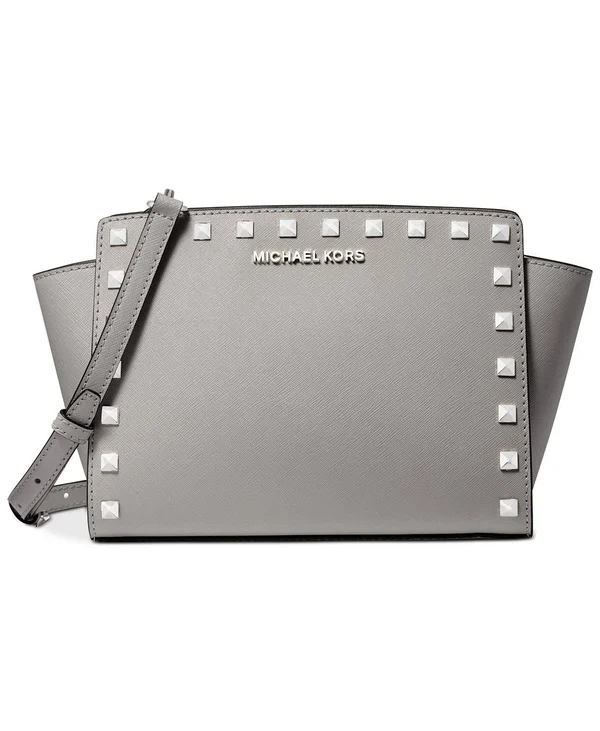 Michael Kors Selma Stud Medium Messenger Pearl Grey/Silver