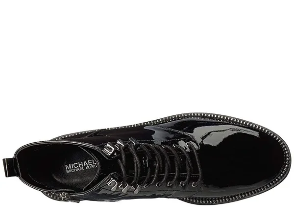 Michael Michael Kors Women's Haskell Patent Leather Combat Boots - Black - Size 8.5