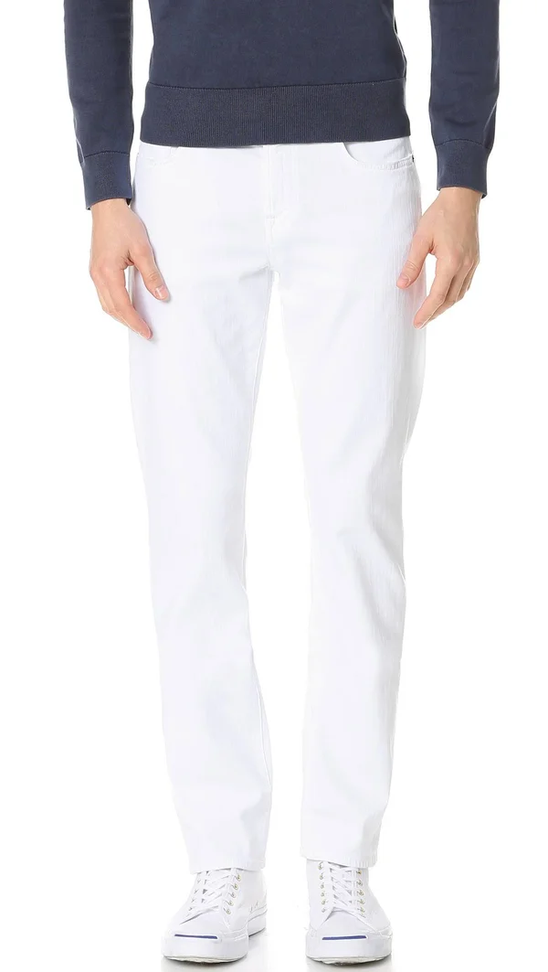 7 for All Mankind Men's Slimmy Luxe Performance Slim-Fit Jeans - White - Size 38