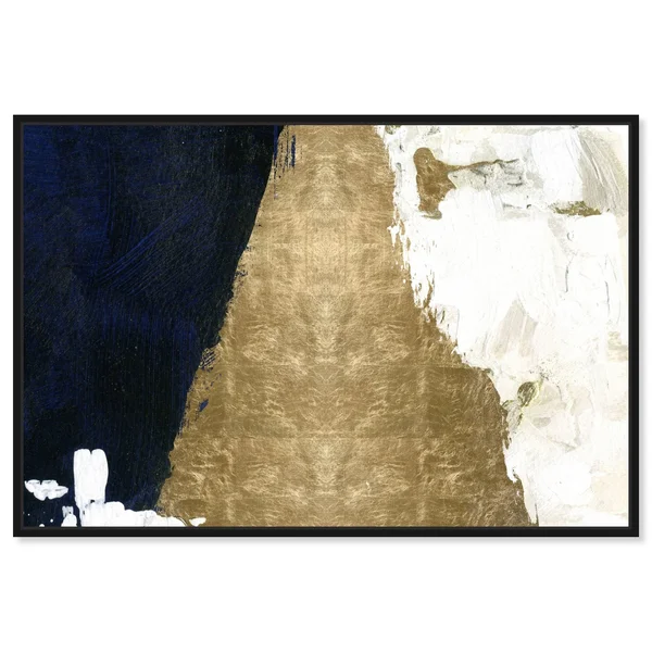 Oliver Gal Abstract Wall Art Framed Canvas Prints 'Night and Day' Paint - Gold, Gold - 45 x 30