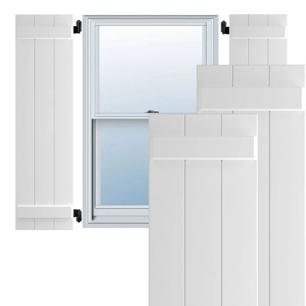 Ekena Millwork CWB12X078UNC 12x22W x 78x22H Exterior Three Board (2 Batten) Composite Board-n-Batten Shutters (Per Pair) - Unfini