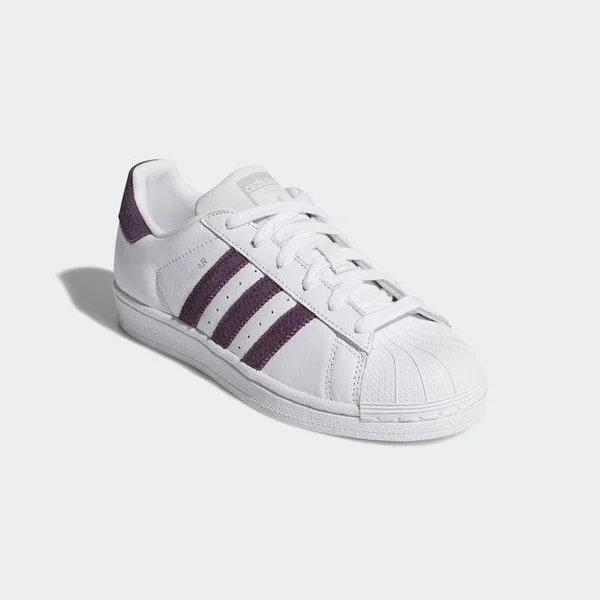 Adidas Superstar Shoes - Women's - Cloud White, Red, Silver - 8