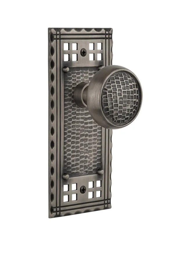 Nostalgic Warehouse 715415 Craftsman Plate Single Dummy Craftsman Door Knob - Antique Pewter