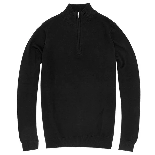 Mens 100% Extra Fine Merino Wool Quarter Zip Jumper - Black, L