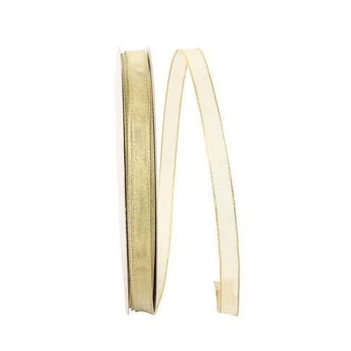 Mesh Metallic 2 Ribbon - Gold - 3/8 inch x 50 Yards - by Jam Paper