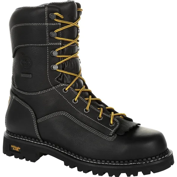 Georgia Boot Amp LT Logger Low Heel Waterproof Work Boot Size 7(w), Black
