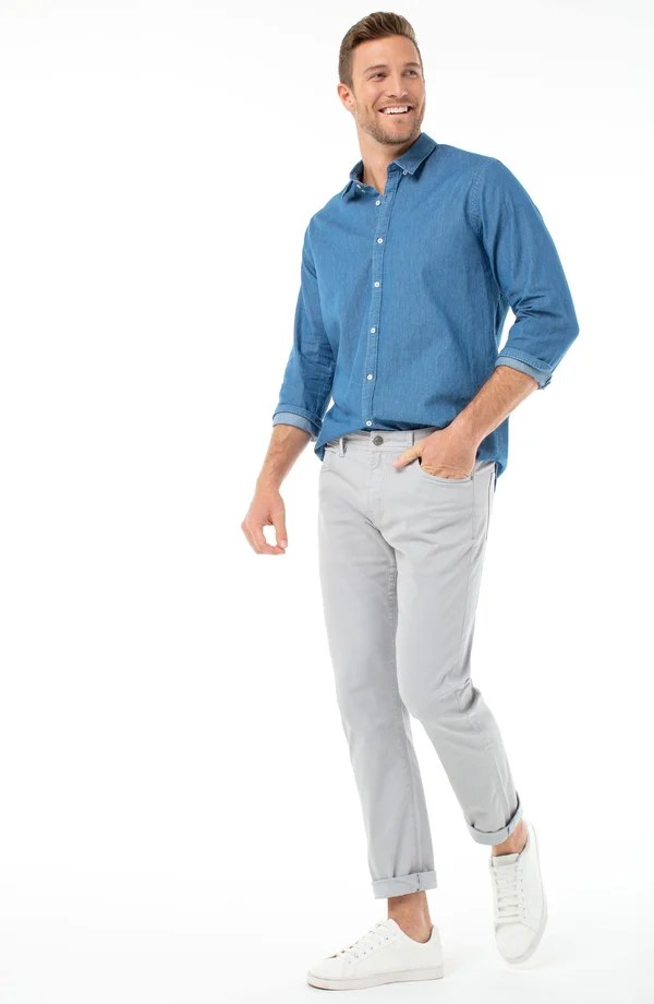 Liverpool Men's Regent Relaxed Straight Peached Colored Twill Jeans in White, Cotton, Size 33/32