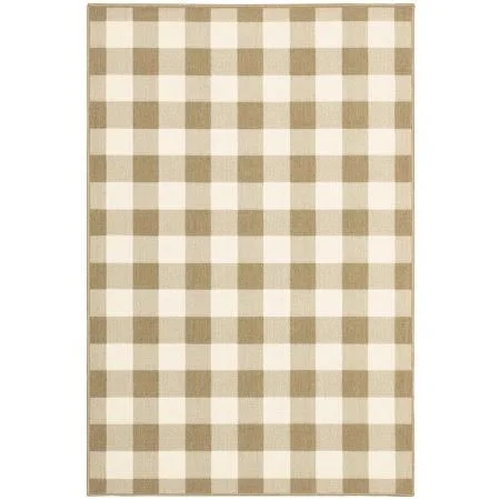 Laurette Geometric Outdoor Area Rug - Tan/ Ivory 1, 9& x 13&