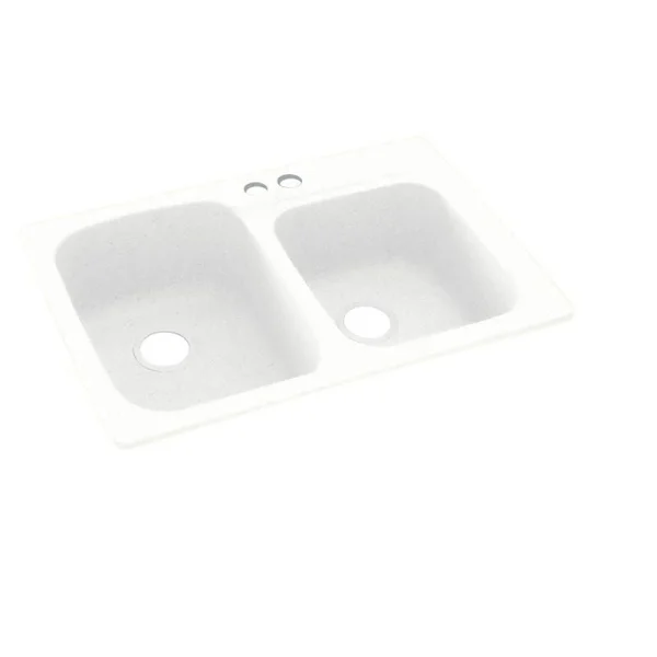 Swan 33-in D x 22-in W x 9-in H Solid Surface Dual Mount Double Bowl Kitchen Sink with 2-Hole - Night Sky