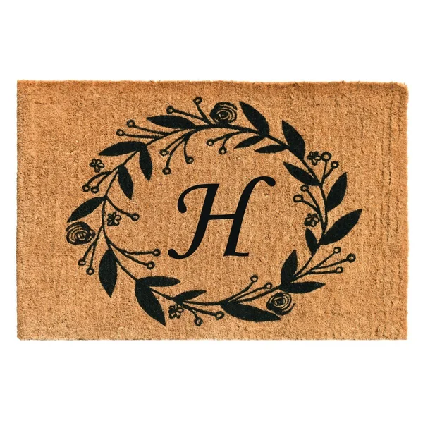 Calloway Mills Black Rose Outdoor Doormat 24 inch x 36 inch x 1.5 inch (Letter H)