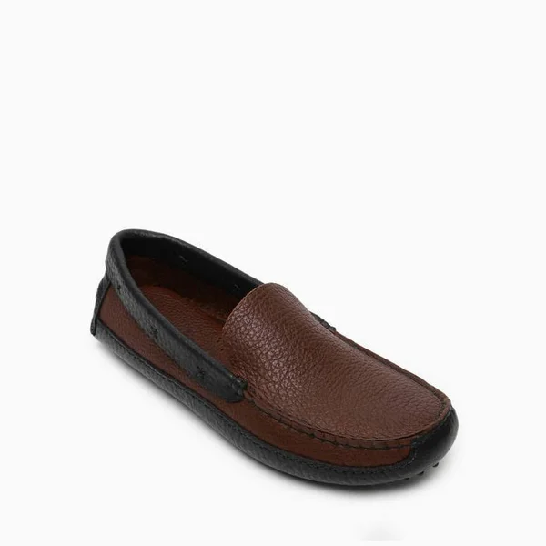Minnetonka Moccasin, Men's P.W. Driving Loafer (Color Block) in Brown Upper and Black Lower, Size 6, Handmade