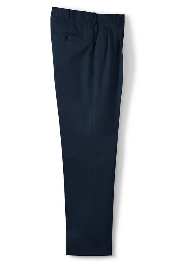 Men's Comfort Waist Pleated No Iron Twill Dress Pants - Lands& End - Blue - 38