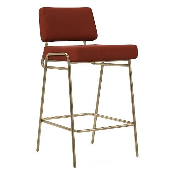 Wire Frame Counter Stool - Distressed Velvet, Burnt Umber, Light Bronze