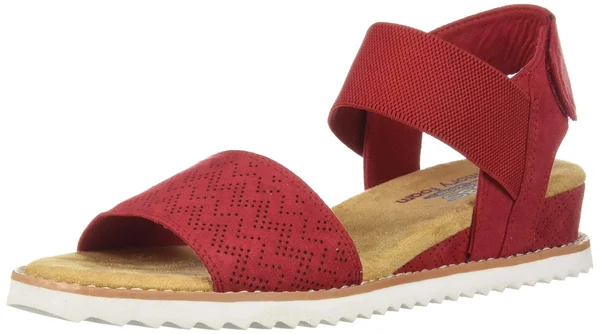 Women's Skechers Bobs Desert Kiss Quarter Strap Sandal, Size: 7, Red