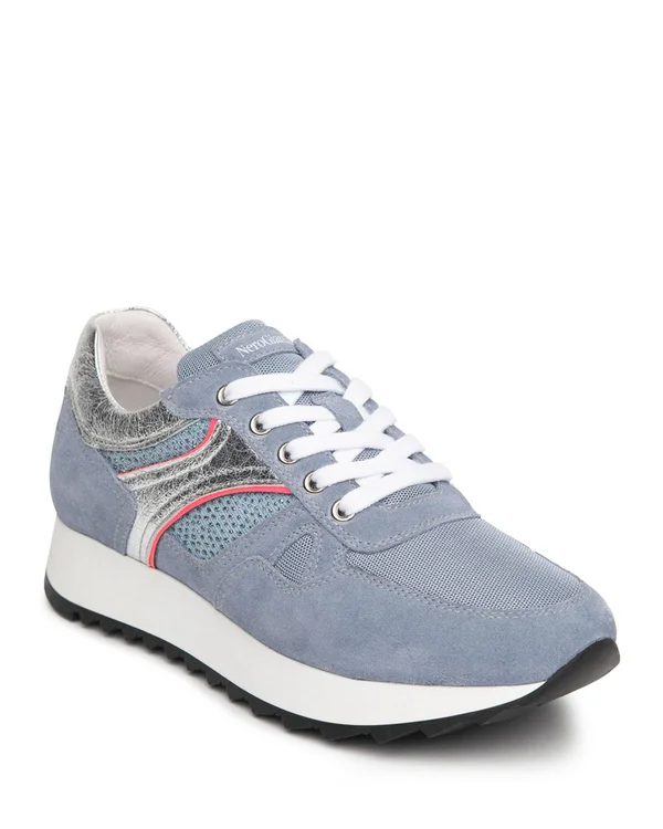 NeroGiardini Metallic Glitter Sneaker, Size 11Us in Light Blue at Nordstrom