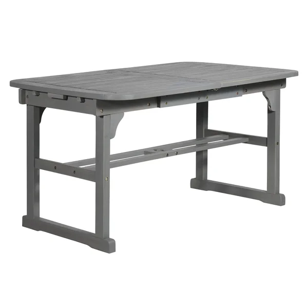 Extendable Outdoor Wood Patio Dining Table - Grey Wash - Gray