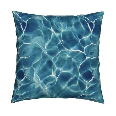 Ocean Waves Sea Reef Water Throw Pillow Cover W Optional Insert by Roostery - Size: Cover + Insert Add Blue