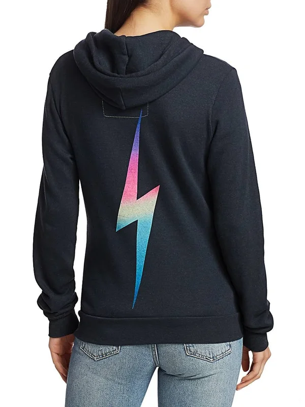 Aviator Nation - Bolt Zip Hoodie in Heather/Rainbow Pink Xs