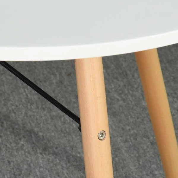 Furniturer Chad White Top Beech Legs Round Dining Table - White Beech