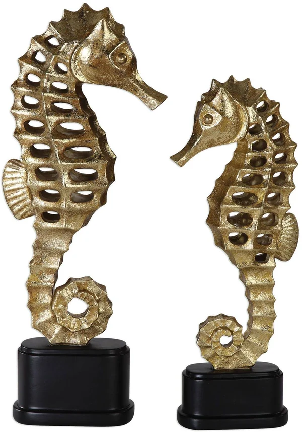 Uttermost Metallic Sea Horse Sculpture (Set of 2)