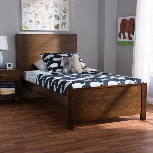 Catalina Modern Classic Mission Style Walnut Finished Wood Platform Bed Brown Twin - Baxton Studio