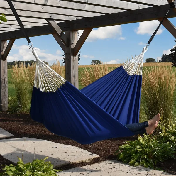 Vivere 12 ft. Brazilian Polyester Hammock Bed in Royal Blue