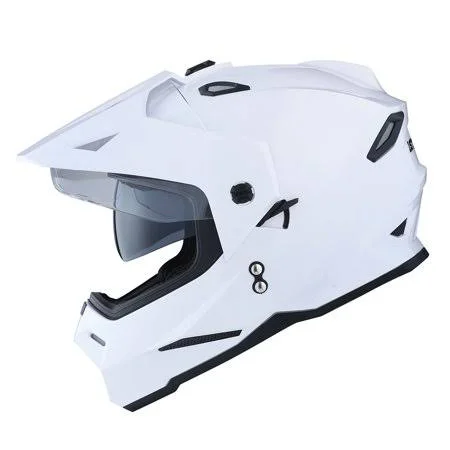 1storm Dual Sport Motorcycle Motocross Off Road Full Face Helmet Hf802 Dual Visor Glossy White - Size: Small