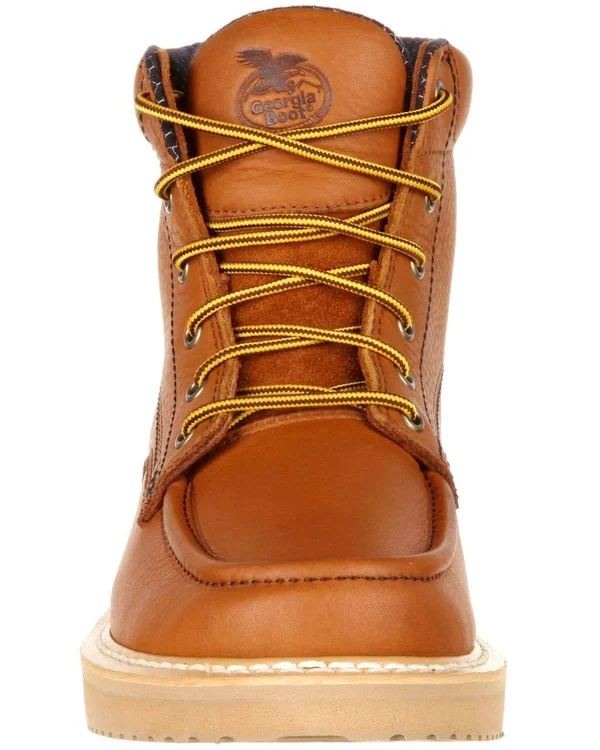 Men's Georgia Boot GB00177 6 inch Moc-Toe Wedge Work Boot, Gold