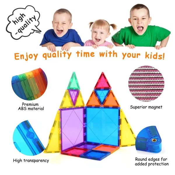 Children Hub 100pcs Magnetic Tiles Set Building Construction Toys for Kids