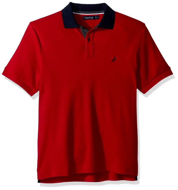 Nautica Men's Classic Fit Short Sleeve Polo Shirt with Contrast Trim