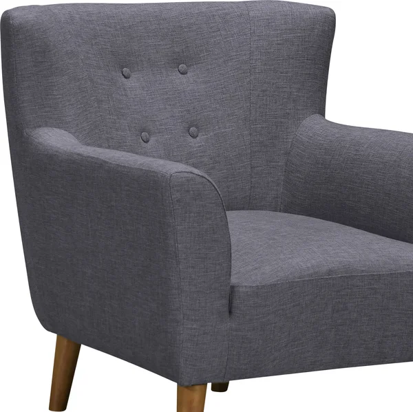 Armen Living Hyland Accent Chair in Champagne Wood Finish and Dark Grey Fabric